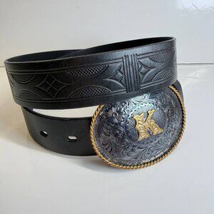 Levi Strauss Signature Leather Belt Size 38 – Sterling Silver Plate Western Buck